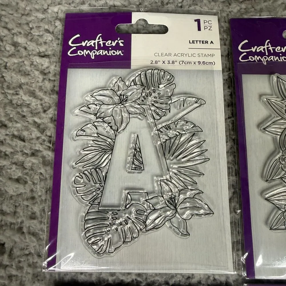 Crafters Companion Floral Alphabet Clear Acrylic Stamp Set Complete A-Z Plus NIP